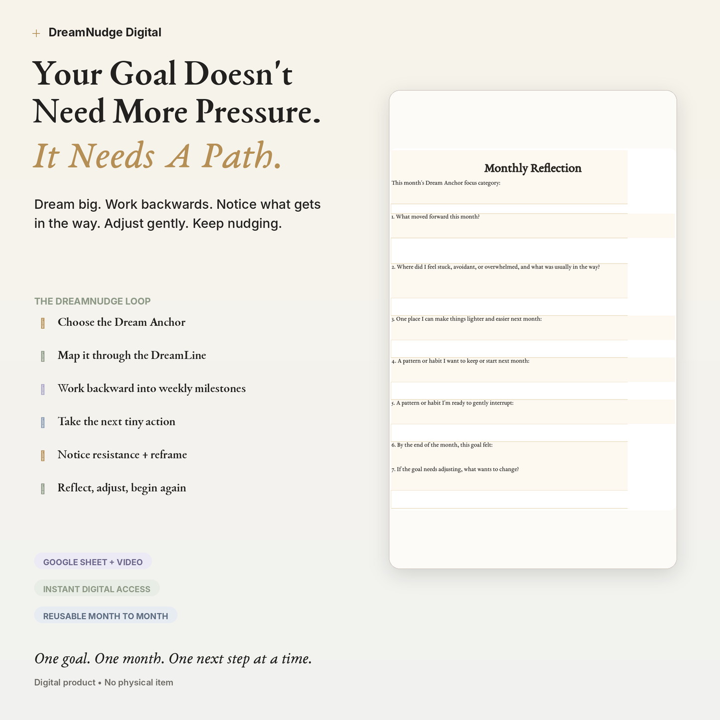 ADHD Goal Setting Google Sheet + Video Walkthrough | Neurodivergent Creative Goal System | DreamNudge Digital | Instant Download