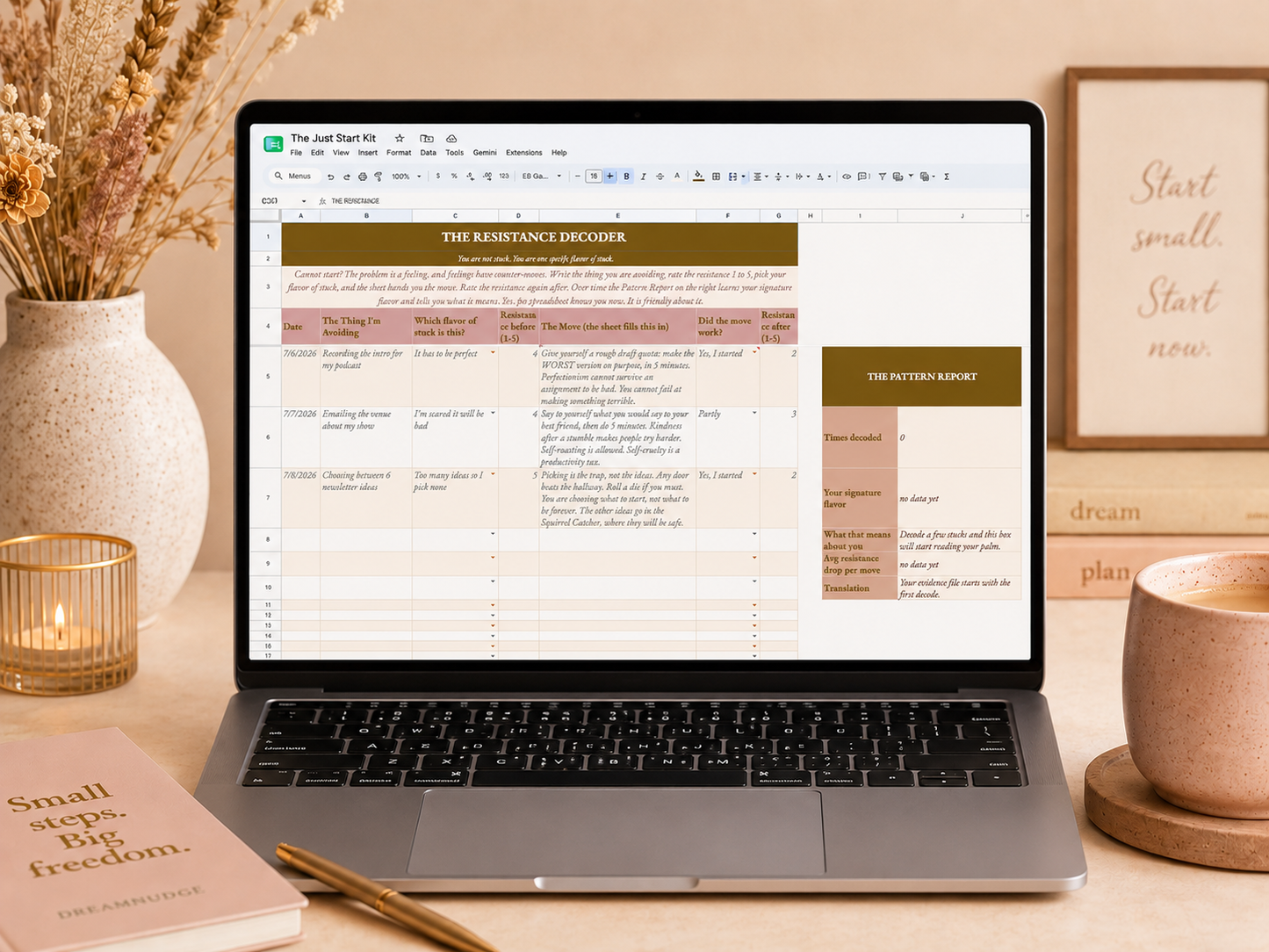 The Just Start Kit | The Google Sheet That Talks You Into Starting