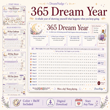 Printable Challenge Tracker Bundle | ADHD Habit Tracker, 7 30 100 365 Day Goal Planner, Visual Progress & Reward Chart PDF