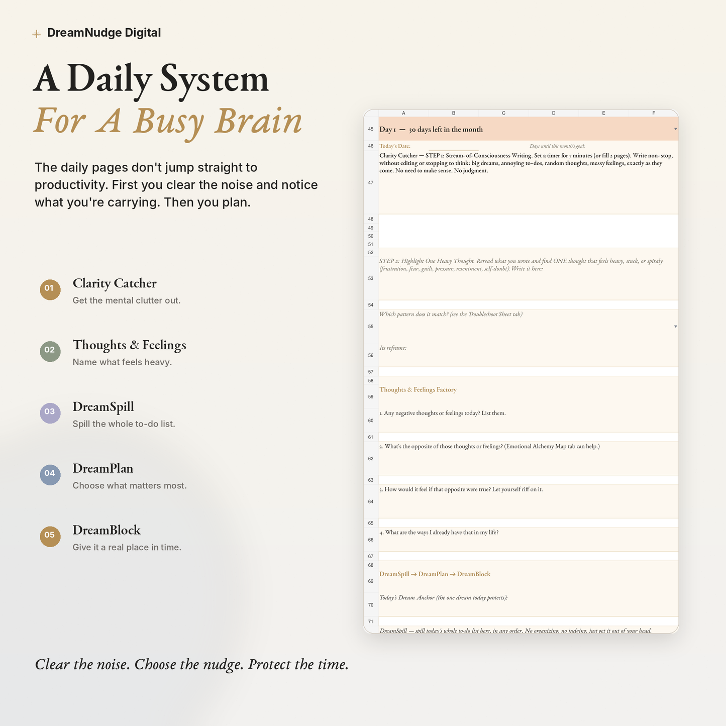 ADHD Goal Setting Google Sheet + Video Walkthrough | Neurodivergent Creative Goal System | DreamNudge Digital | Instant Download