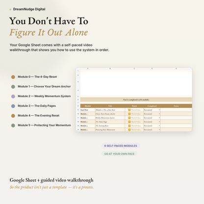 ADHD Goal Setting Google Sheet + Video Walkthrough | Neurodivergent Creative Goal System | DreamNudge Digital | Instant Download