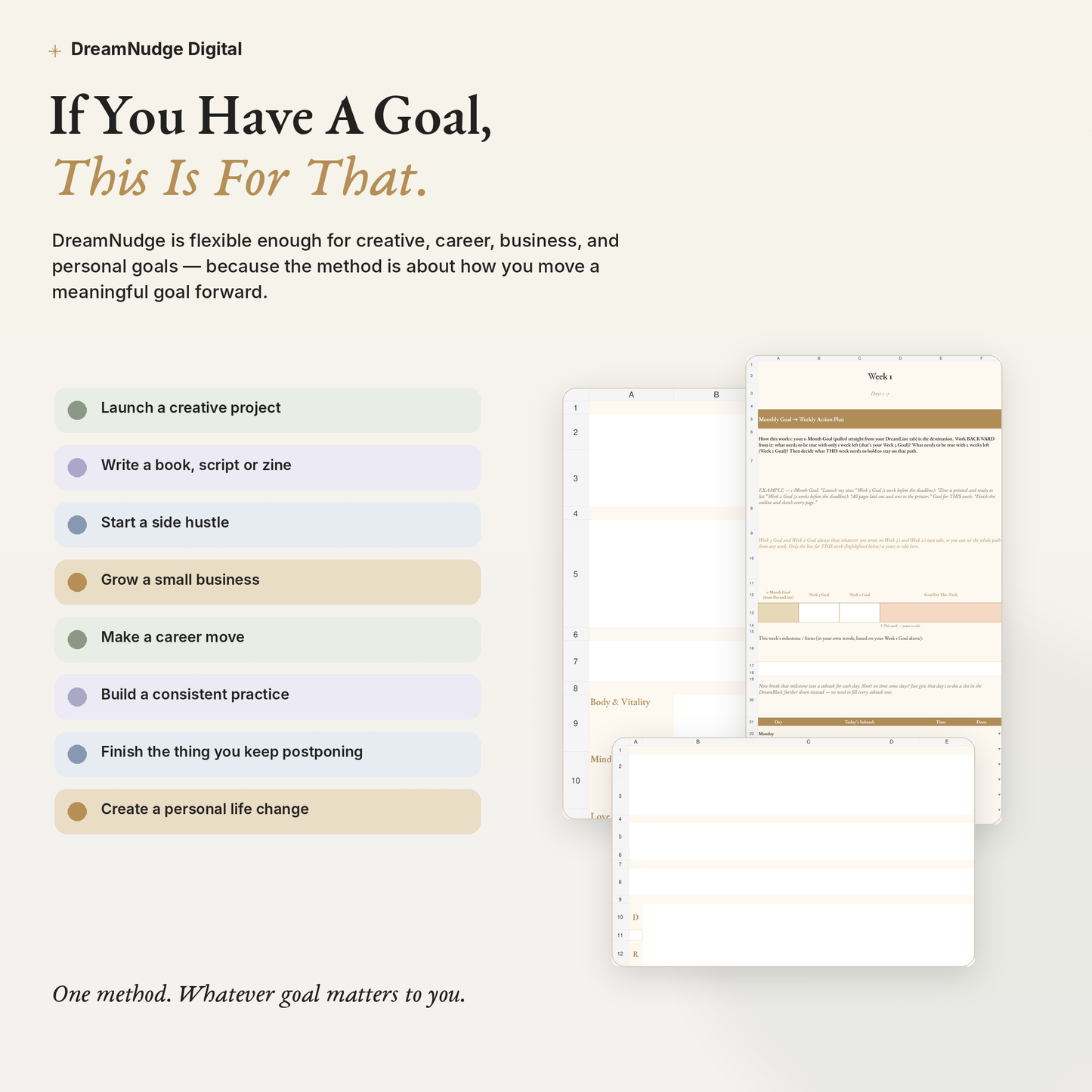 ADHD Goal Setting Google Sheet + Video Walkthrough | Neurodivergent Creative Goal System | DreamNudge Digital | Instant Download