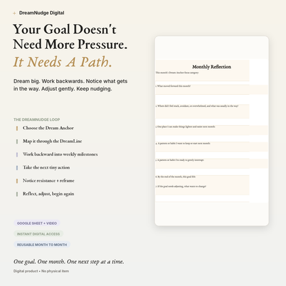 ADHD Goal Setting Google Sheet + Video Walkthrough | Neurodivergent Creative Goal System | DreamNudge Digital | Instant Download