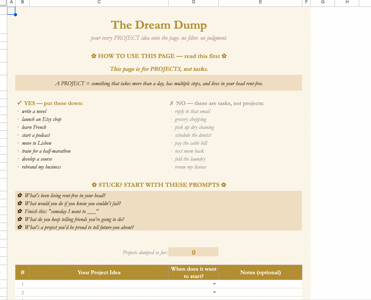 The DreamPicker Kit the project-picking kit for multi-passionate creatives drowning in ideas