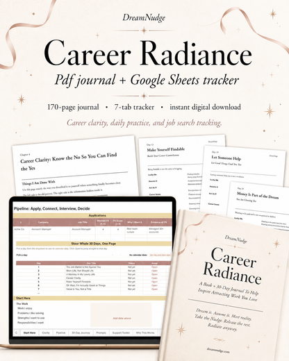Job Search Planner & Career Workbook | 30-Day Manifestation Journal + Application Tracker