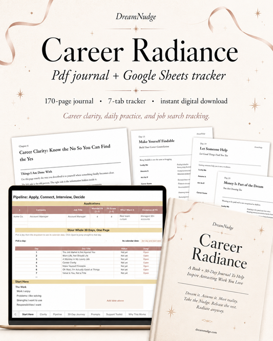 Job Search Planner & Career Workbook | 30-Day Manifestation Journal + Application Tracker