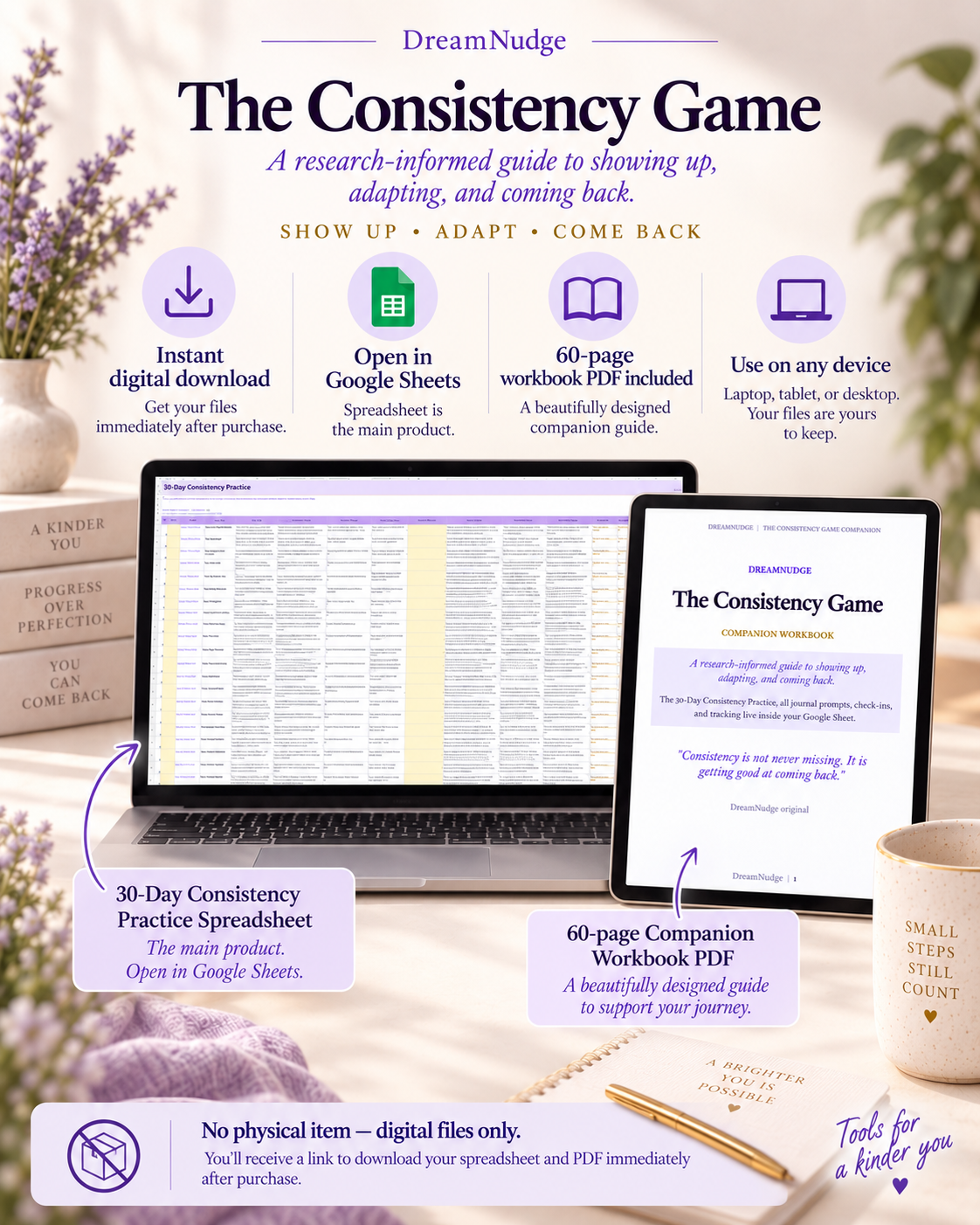 Habit Tracker Spreadsheet Google Sheets | Digital ADHD Productivity Template Project Planner Consistency Tracker Instant Download