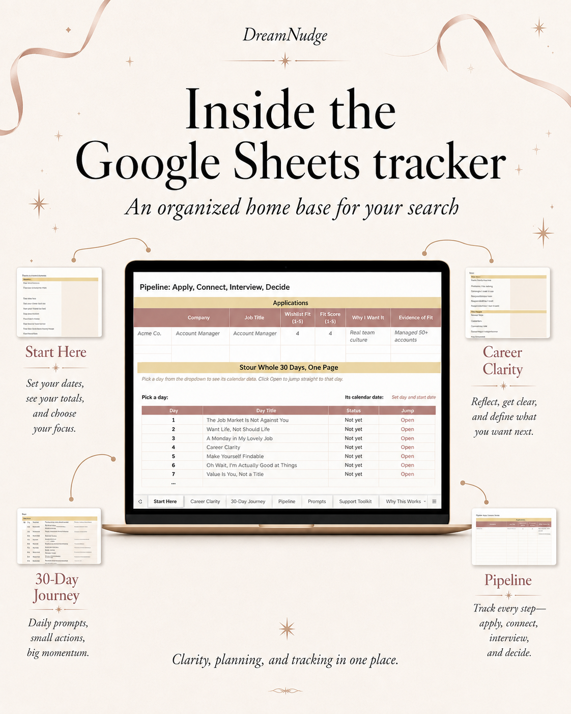 Job Search Planner & Career Workbook | 30-Day Manifestation Journal + Application Tracker
