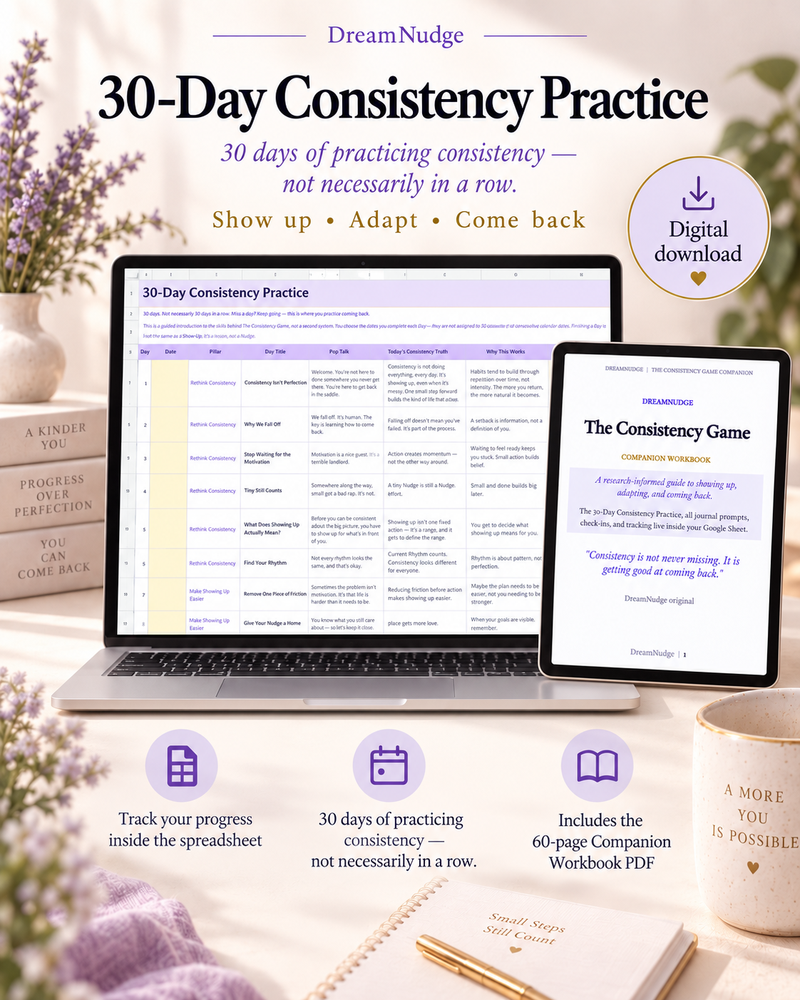 Habit Tracker Spreadsheet Google Sheets | Digital ADHD Productivity Template Project Planner Consistency Tracker Instant Download