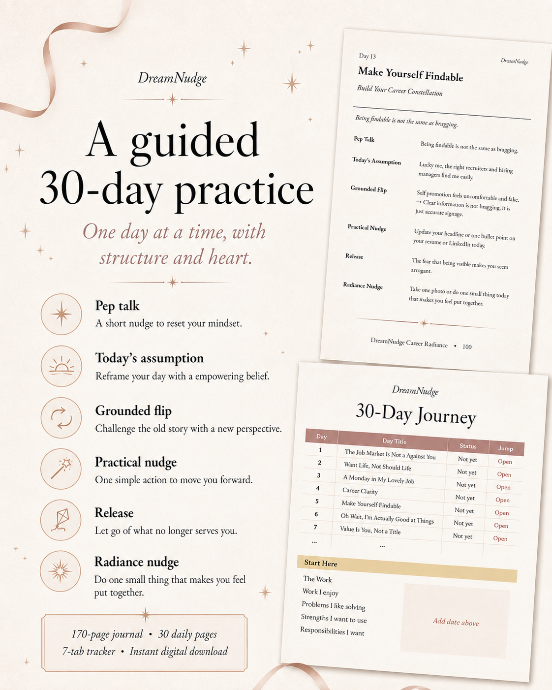 Job Search Planner & Career Workbook | 30-Day Manifestation Journal + Application Tracker