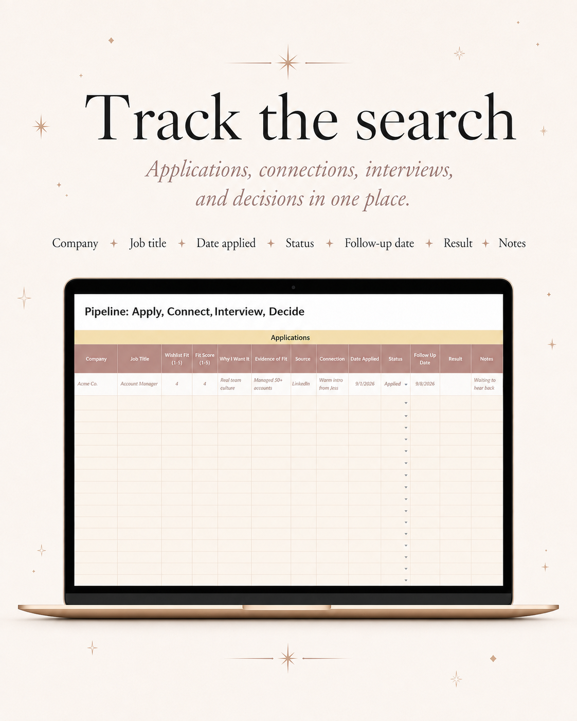 Job Search Planner & Career Workbook | 30-Day Manifestation Journal + Application Tracker