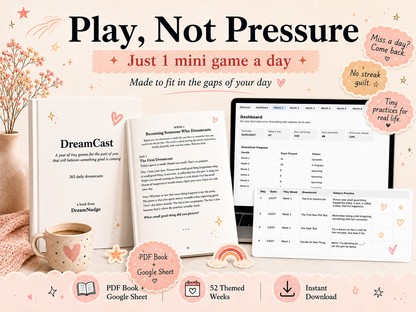 365 Day Manifestation Journal & Digital Workbook Daily Visualization Games for Goals, Confidence, Dream Life