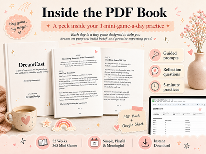 365 Day Manifestation Journal & Digital Workbook Daily Visualization Games for Goals, Confidence, Dream Life