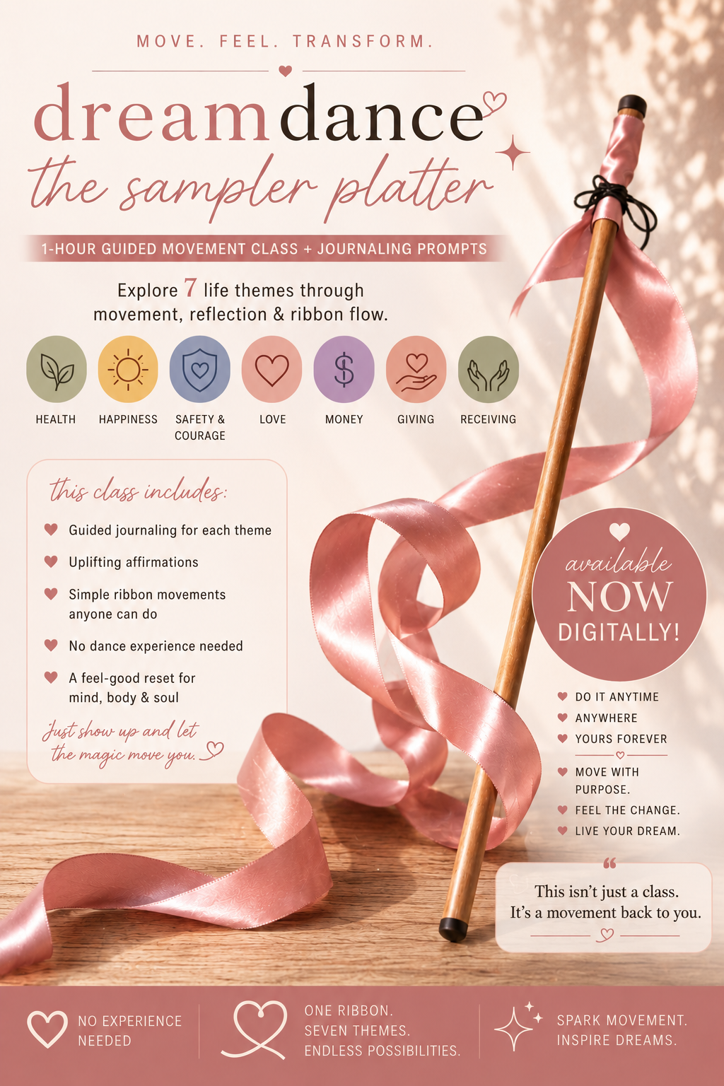 Handmade Ribbon Wand + DreamDance: The Sampler Platter Class — Choose Your Color