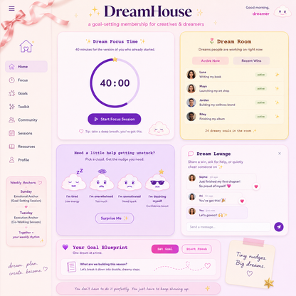 DreamHouse : A Goal-Setting Membership for Creatives and Dreamers
