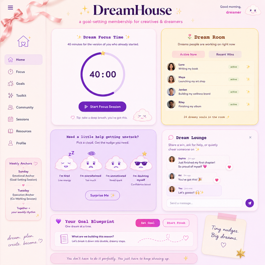 DreamHouse : A Goal-Setting Membership for Creatives and Dreamers