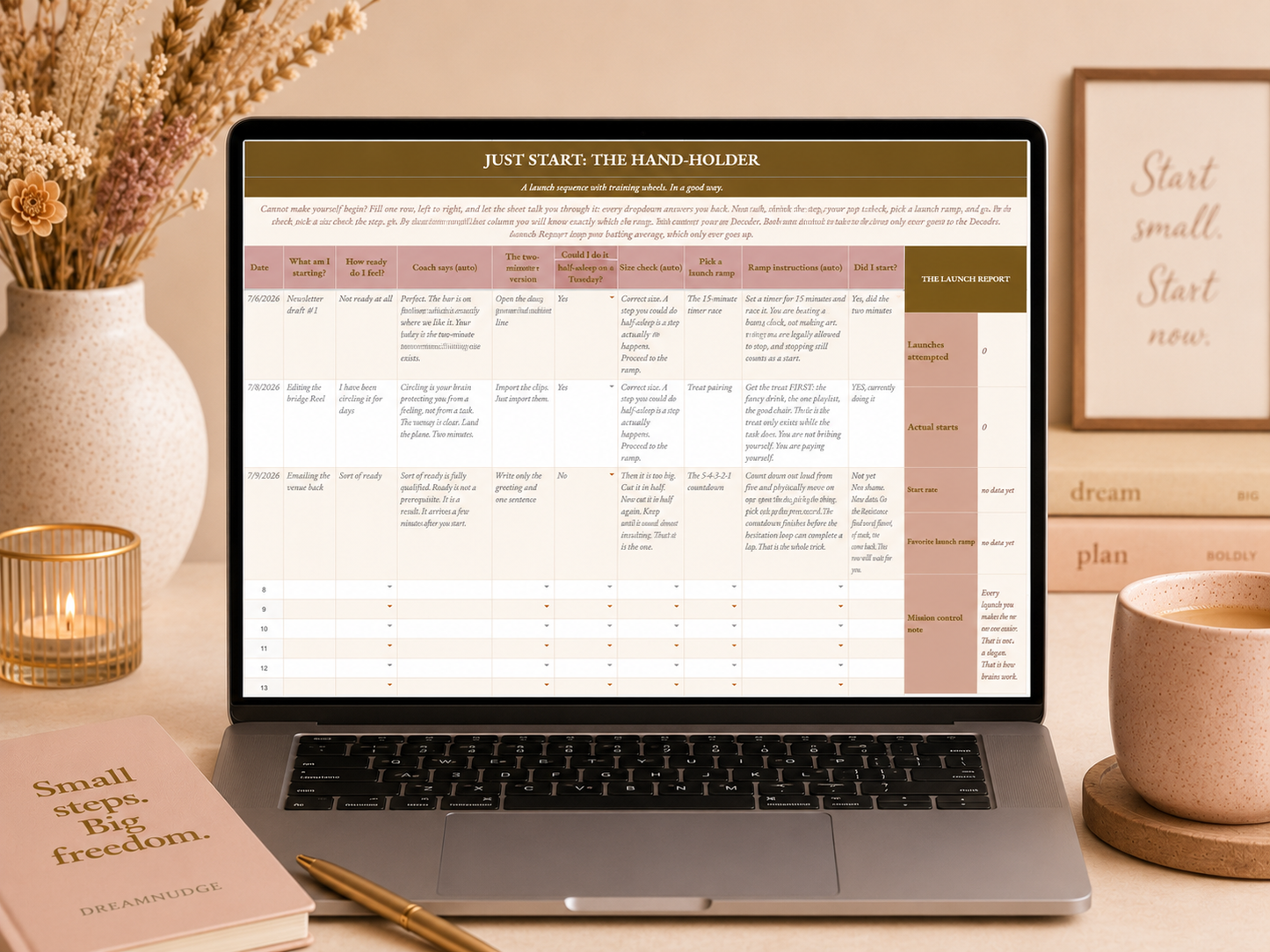 The Just Start Kit | The Google Sheet That Talks You Into Starting