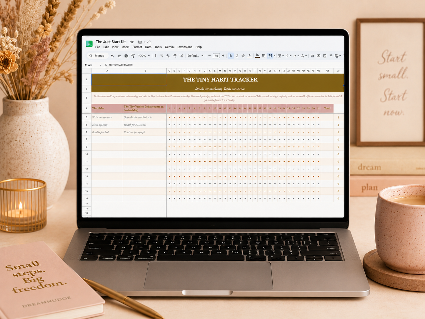 The Just Start Kit | The Google Sheet That Talks You Into Starting