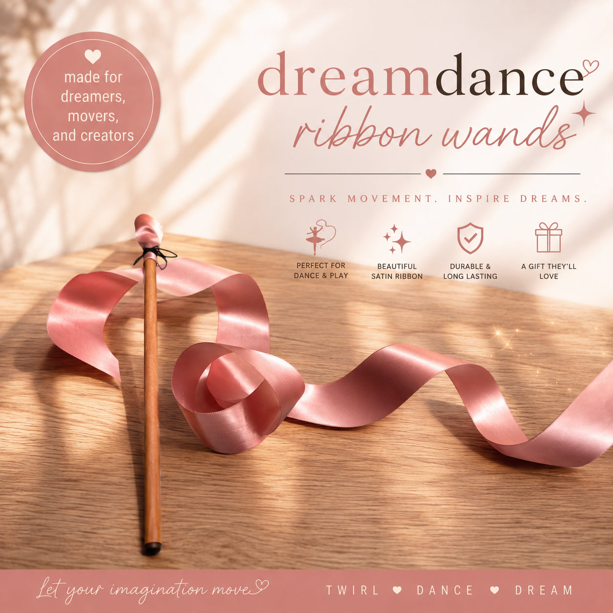 Handmade Ribbon Wand + DreamDance: The Sampler Platter Class — Choose Your Color